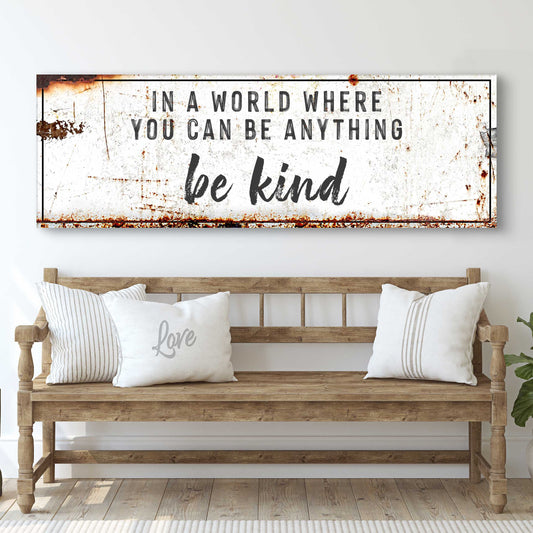 In A World Where You Can Be Anything Be Kind Canvas Wall Art Sign