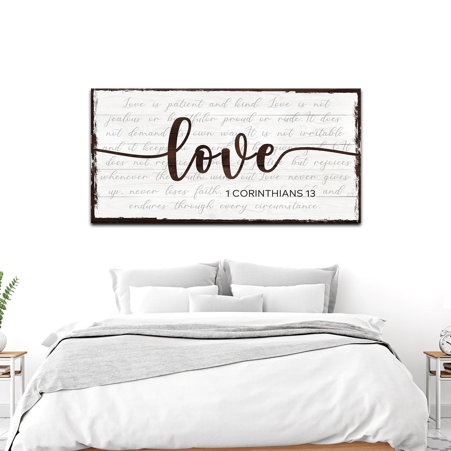 1 Corinthians 13 love scripture rustic faith canvas wall sign