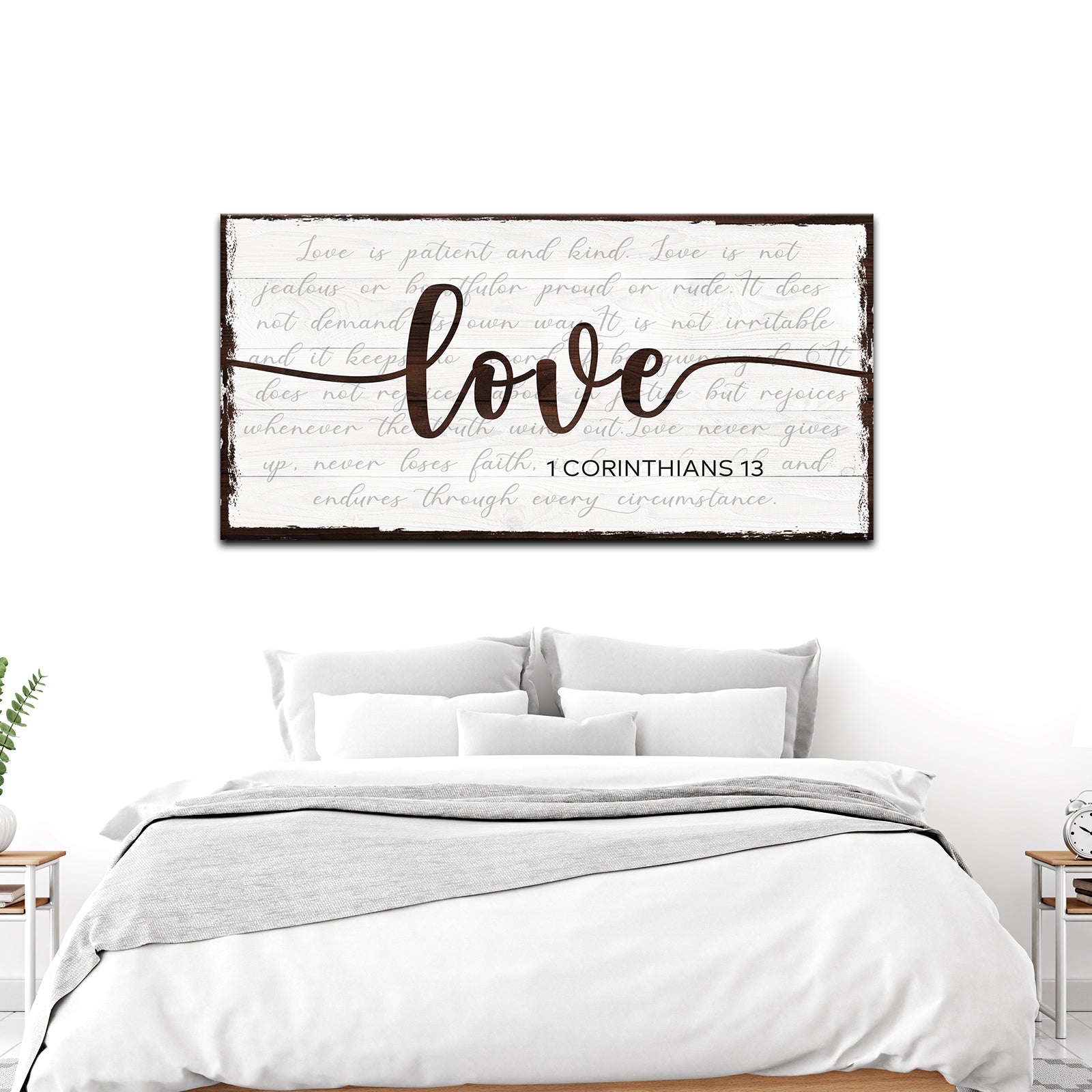 1 Corinthians 13 love scripture rustic faith canvas wall sign