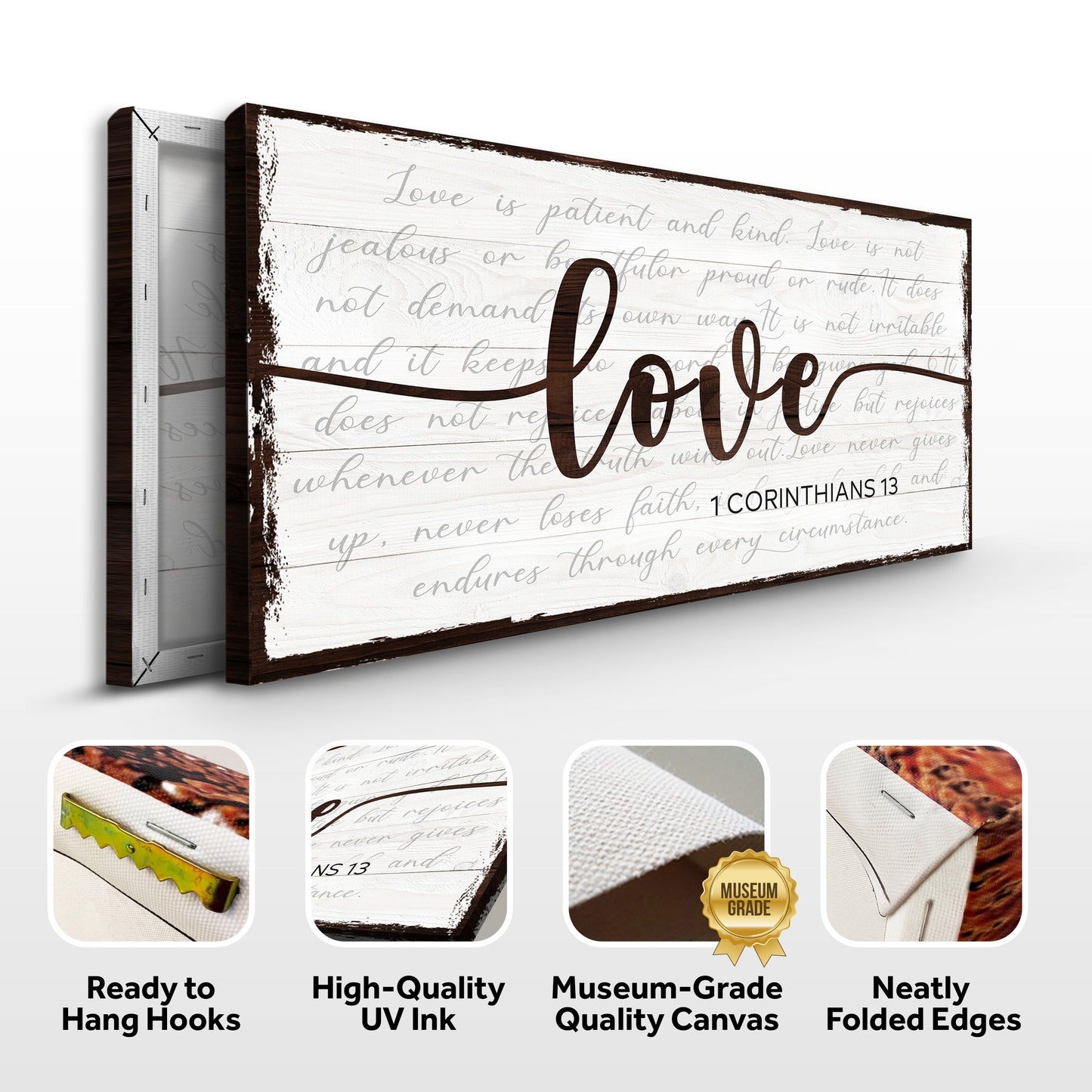 1 Corinthians 13 Love Faith Canvas Sign