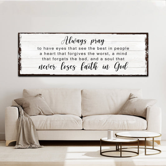 Never Lose Faith In God scripture rustic canvas wall sign