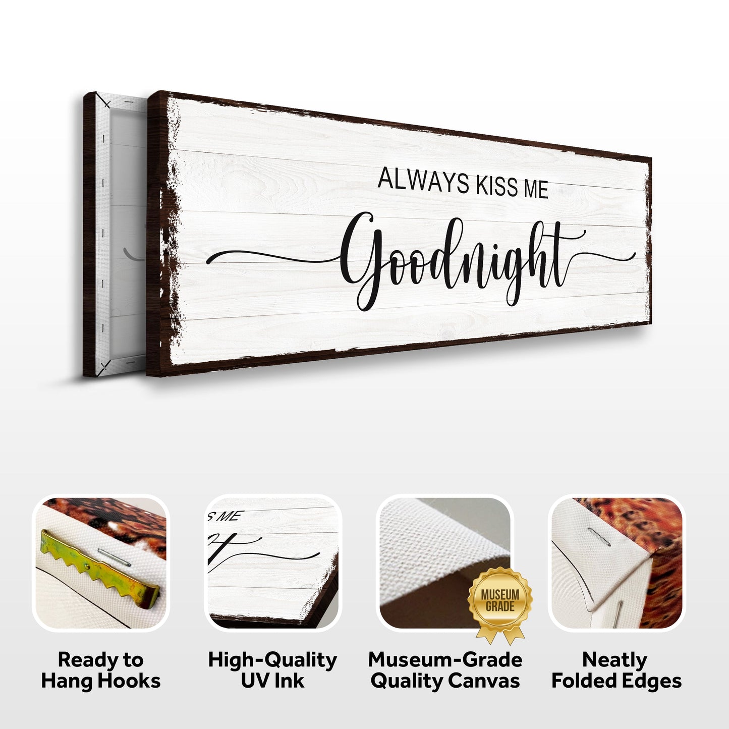 Always Kiss Me Goodnight Couple Canvas Sign