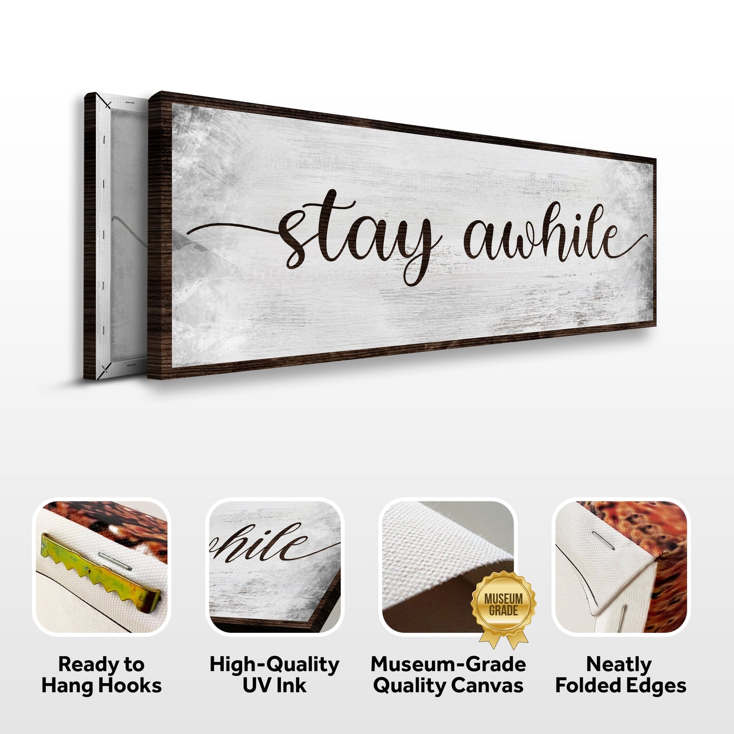 Stay Awhile Canvas Wall Art Sign