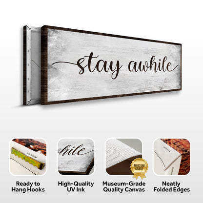Stay Awhile Canvas Wall Art Sign