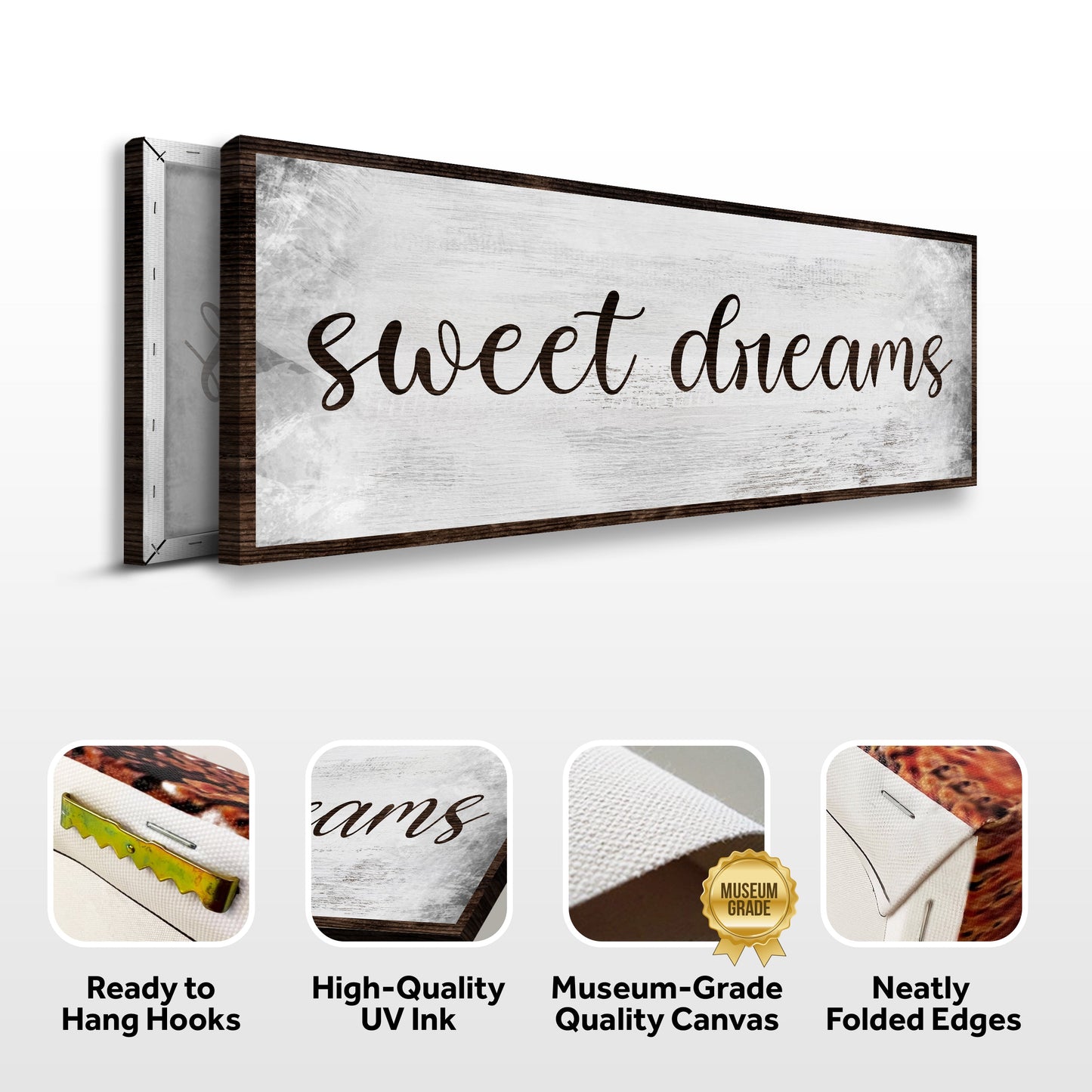 Sweet Dreams Bedroom Grunge Canvas Wall Art