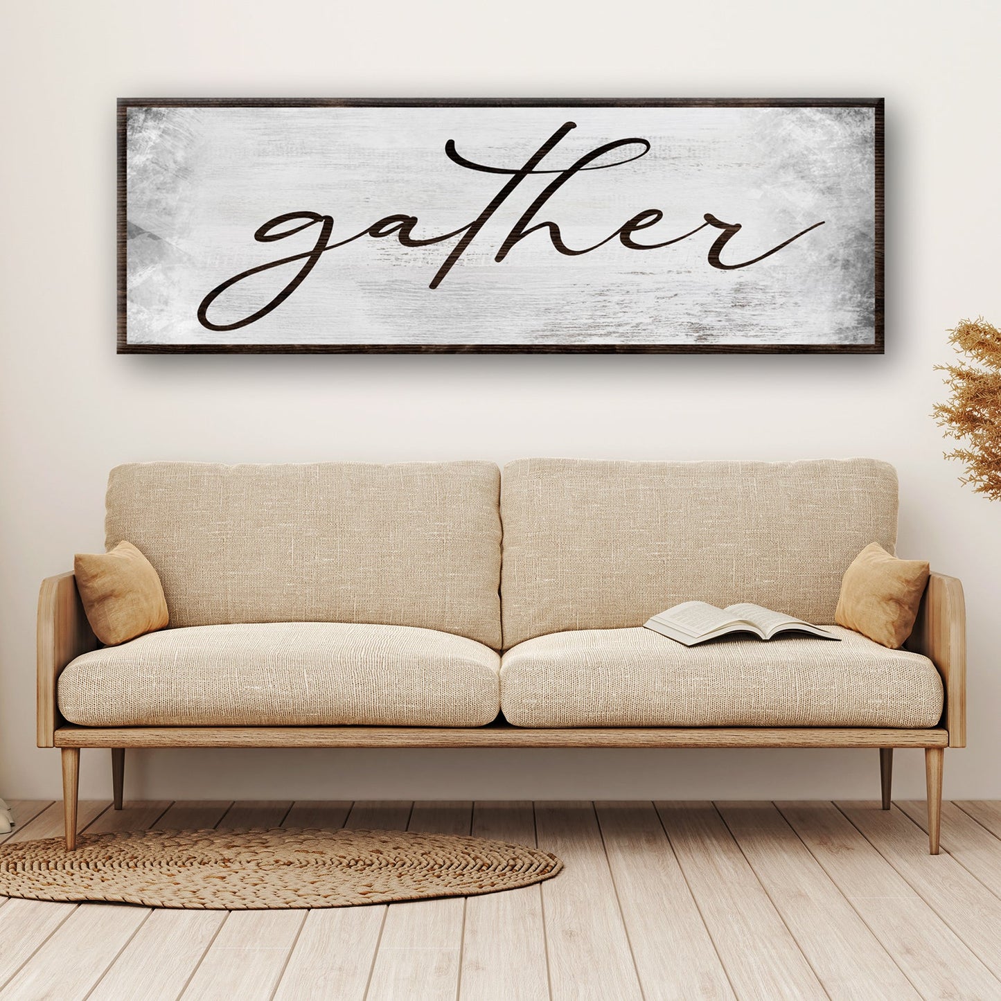 Gather grunge canvas wall art farmhouse sign