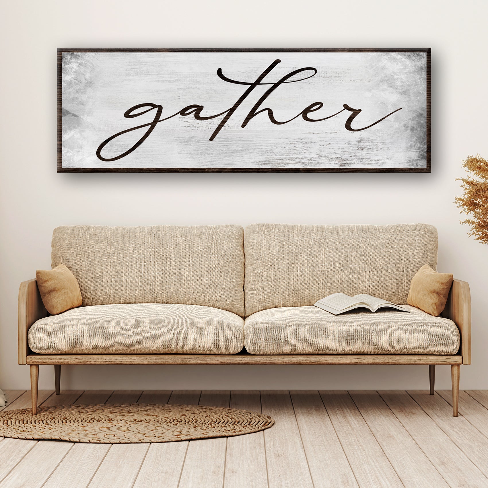 Gather grunge canvas wall art farmhouse sign