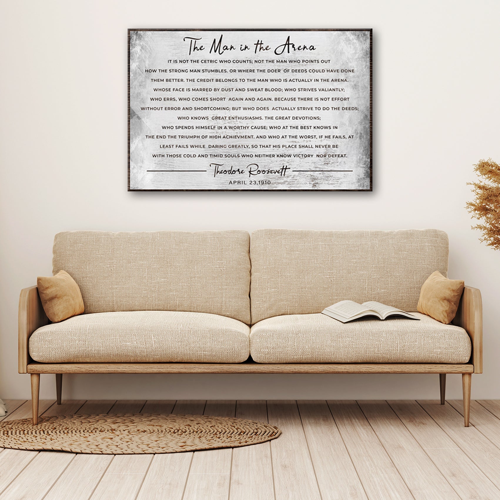 The Man In The Arena motivational canvas wall art