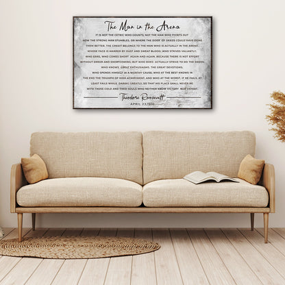 The Man In The Arena motivational canvas wall art