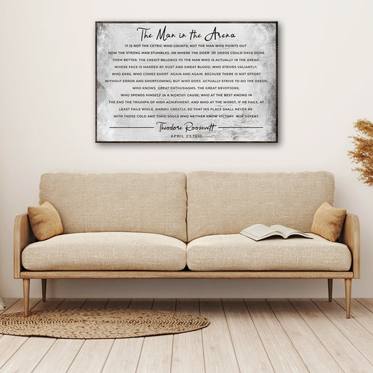 The Man In The Arena motivational canvas wall art