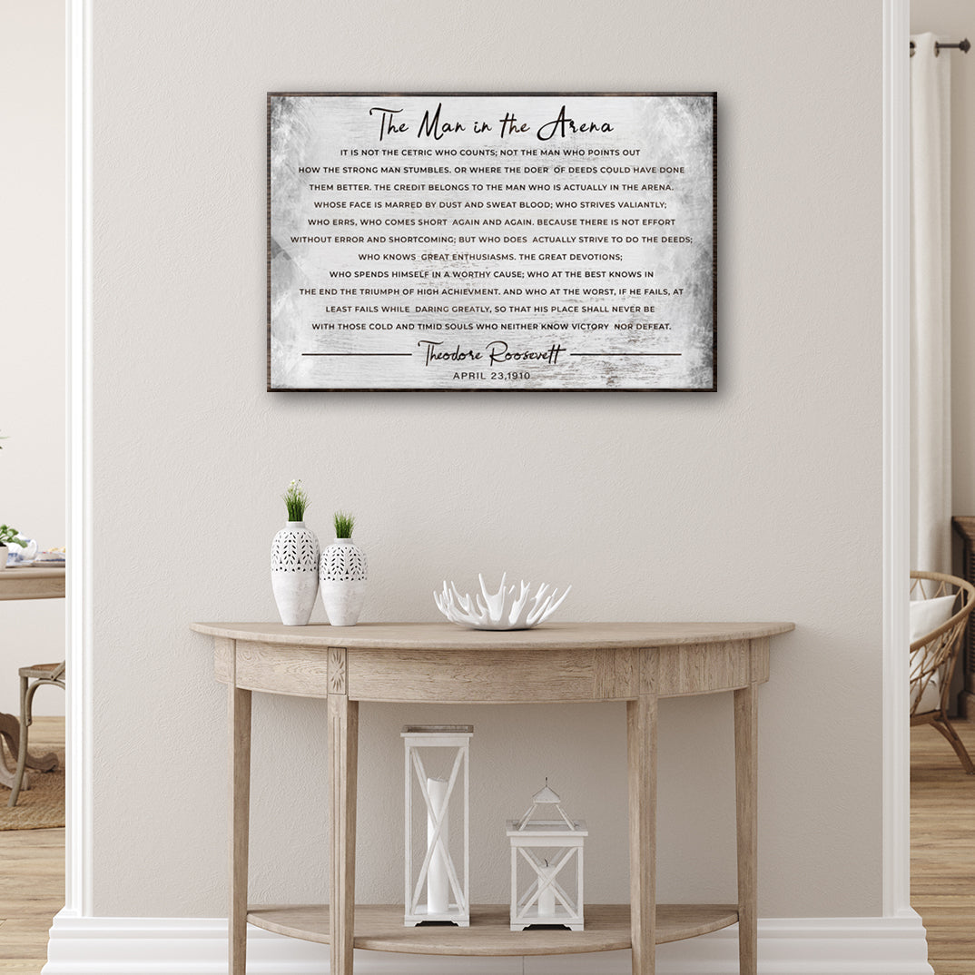 The Man In The Arena Canvas Wall Art