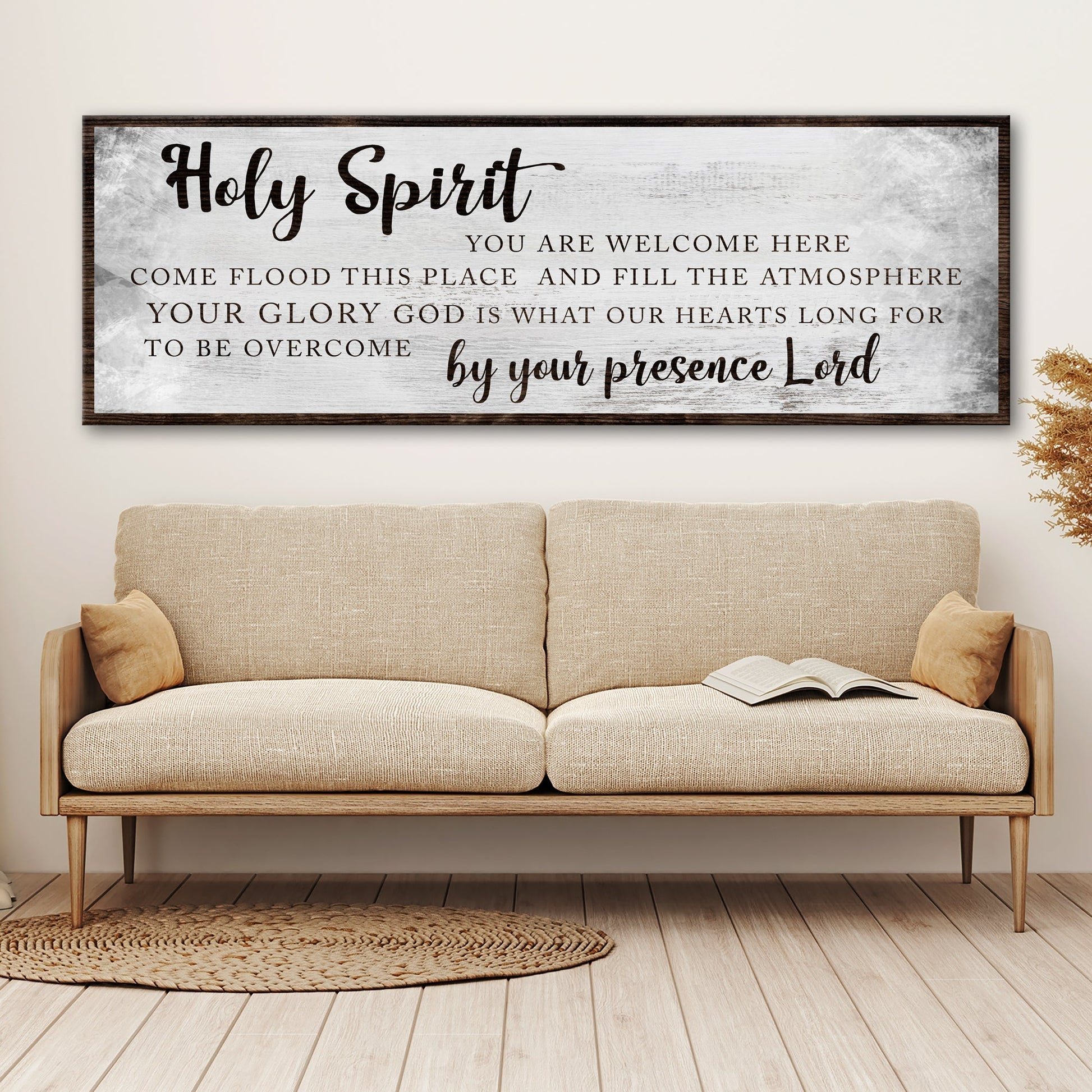Holy Spirit You Are Welcome Here faith rustic word-art canvas sign