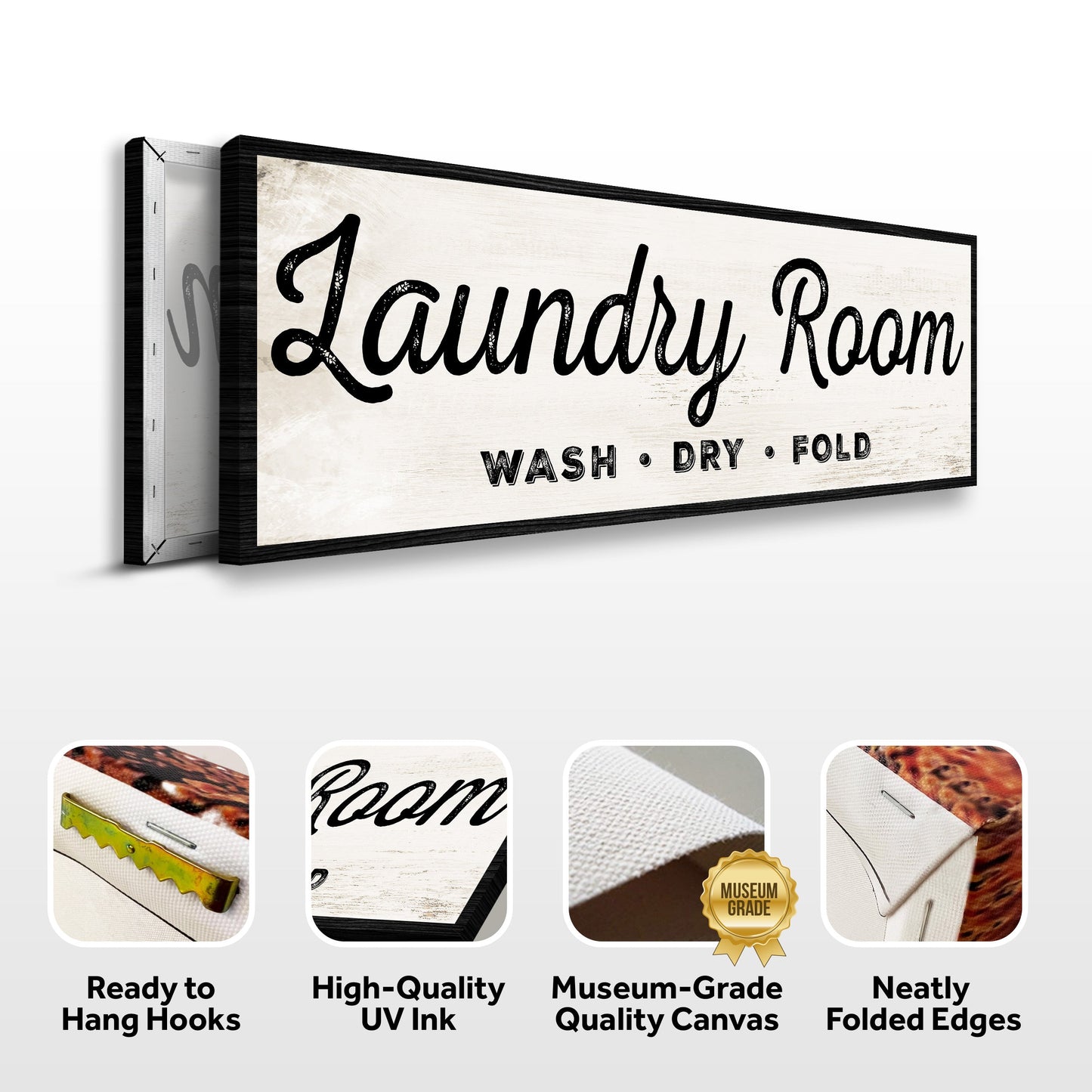 Laundry Room Wash Dry Fold Canvas Sign