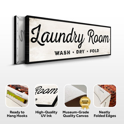 Laundry Room Wash Dry Fold Canvas Sign