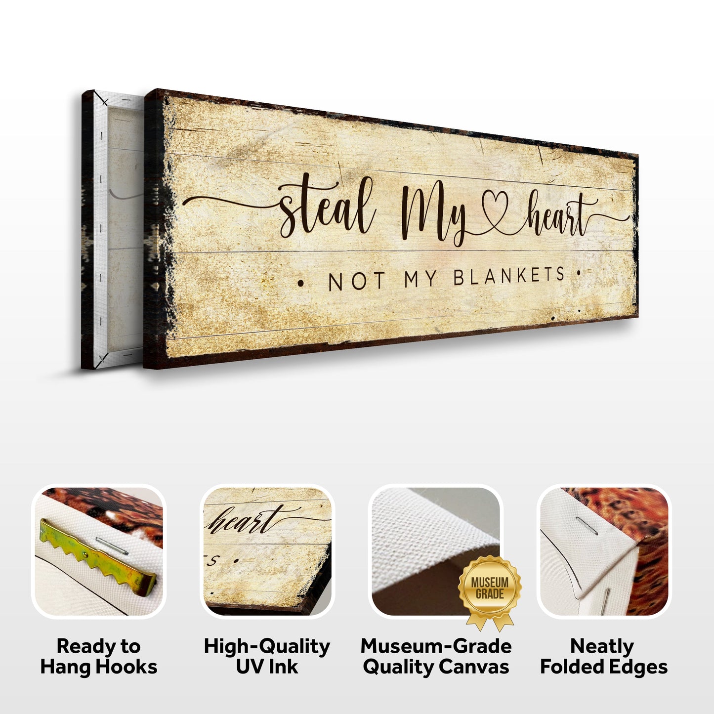 Steal My Heart Not My Blanket Couple Canvas Sign
