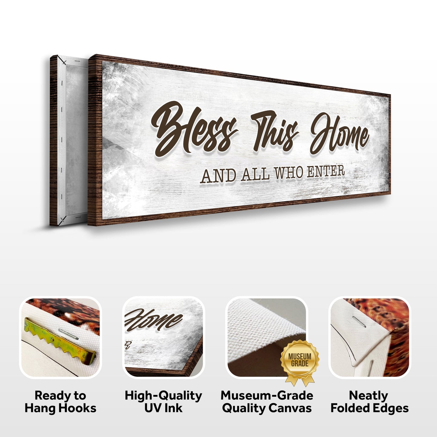 Bless This Home And All Who Enter Faith Canvas Sign