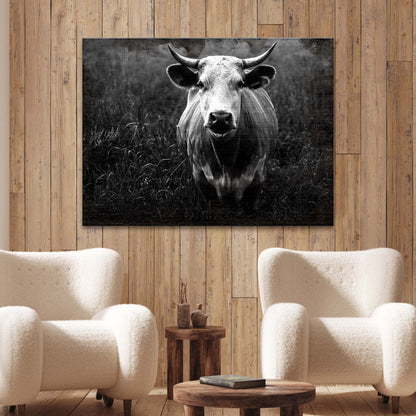 Longhorn cattle portrait rustic canvas wall art