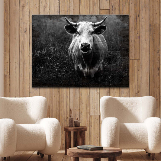 Longhorn cattle portrait rustic canvas wall art