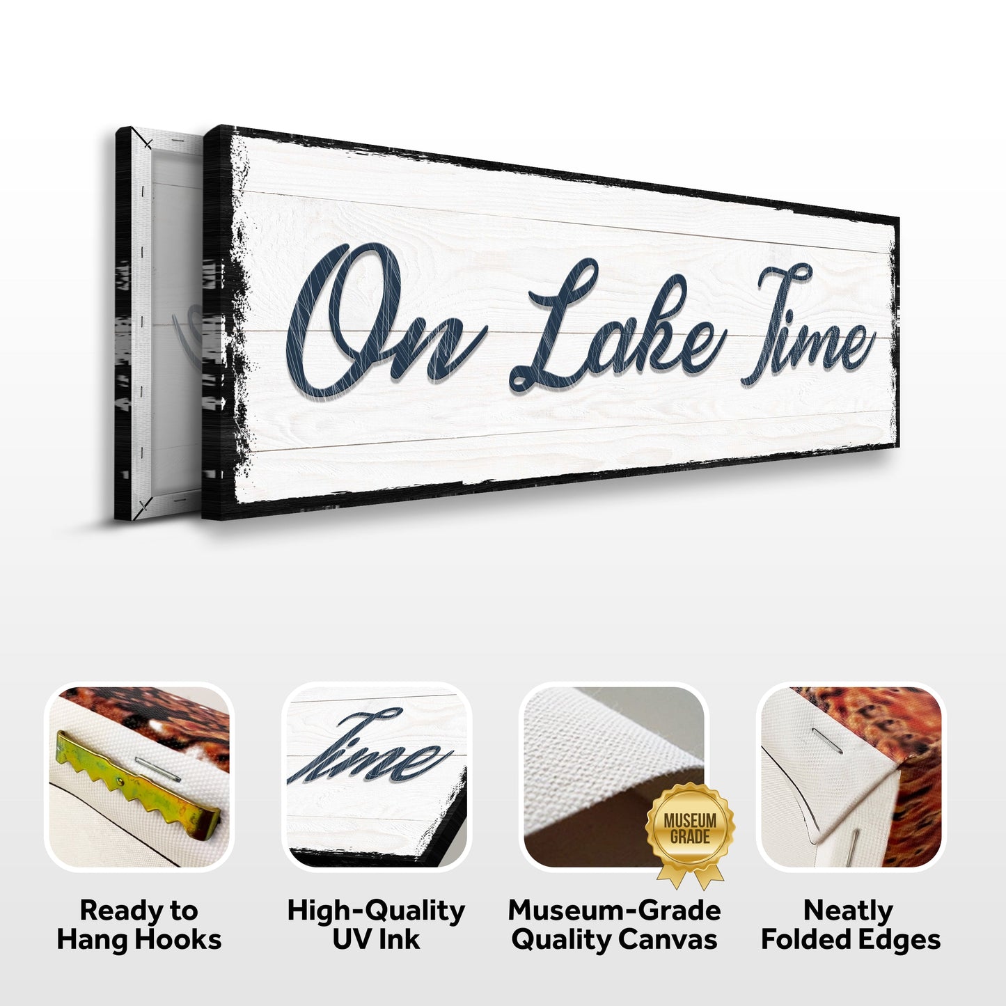 On Lake Time Personalized Canvas Sign