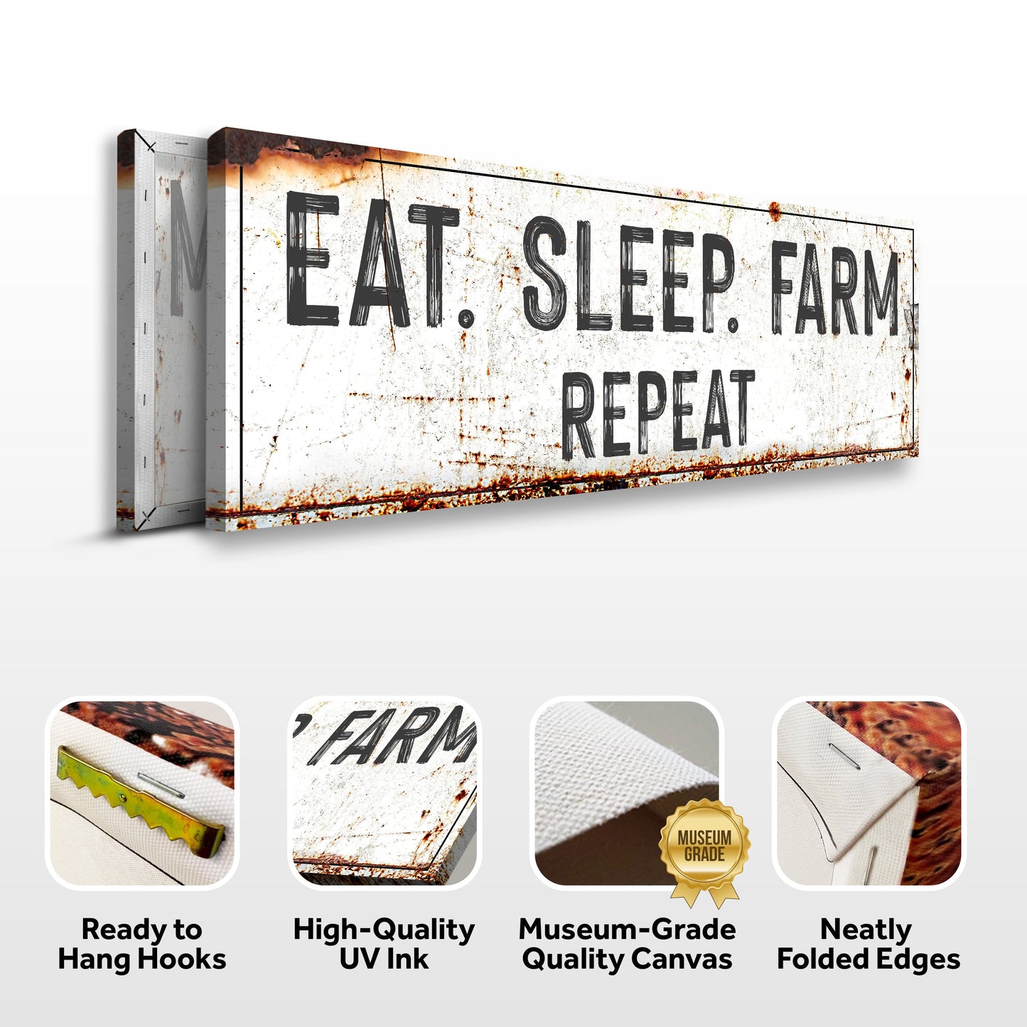 Eat Sleep Farm Repeat Canvas Sign