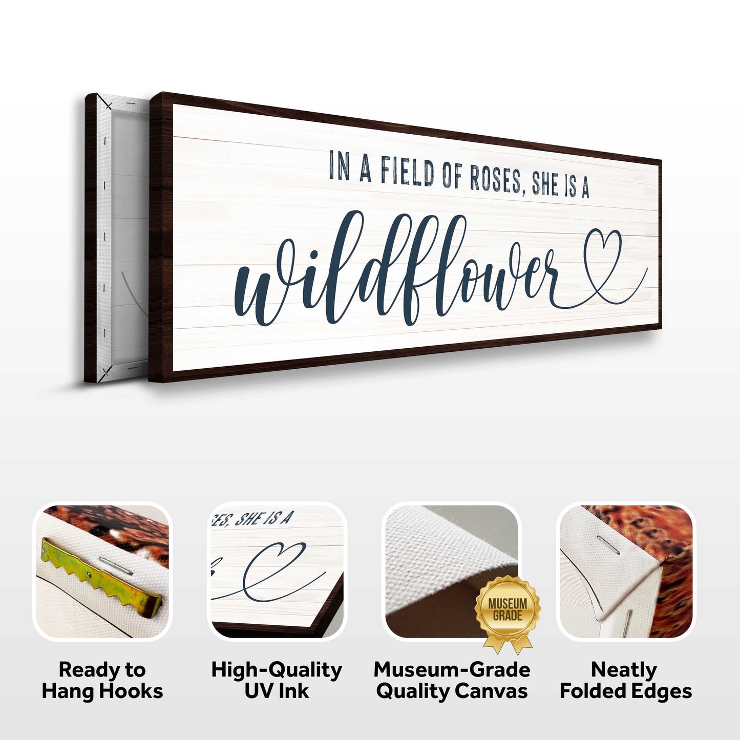 She Is A Wildflower Motivational Canvas Sign II