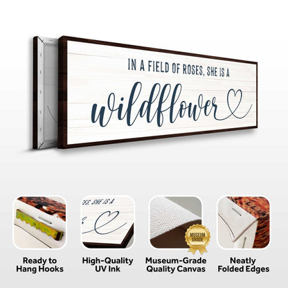 She Is A Wildflower Motivational Canvas Sign II