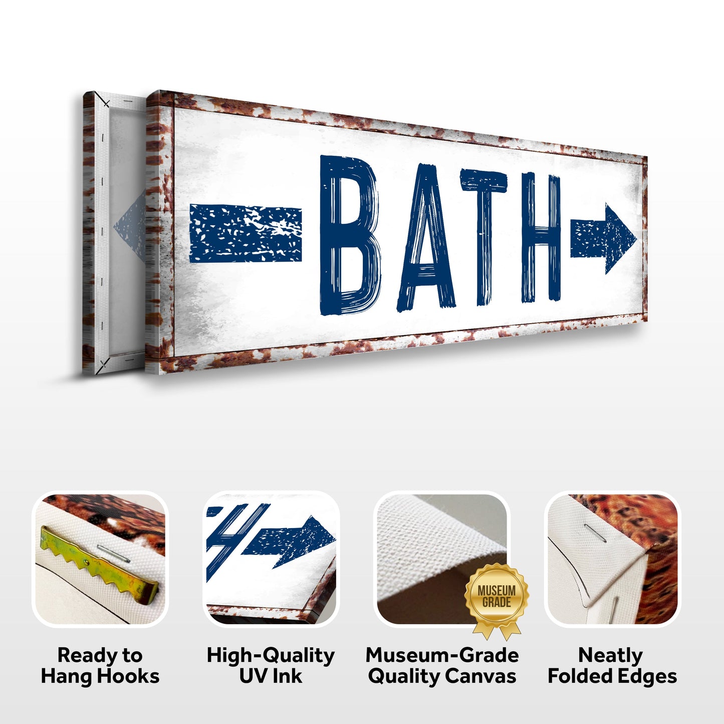 Bath Arrow Bathroom Canvas Sign