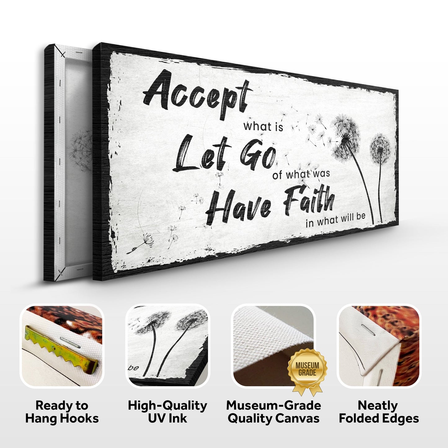 Accept Let Go Have Faith Canvas Sign