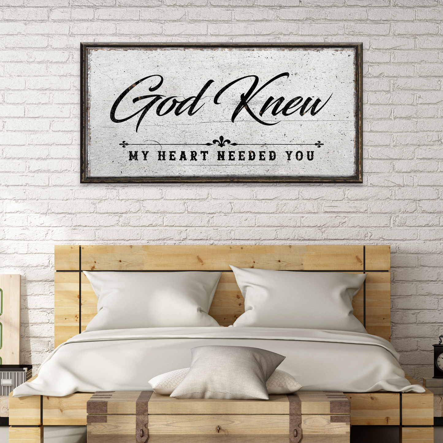 God Knew My Heart Needed You faith script canvas wall sign