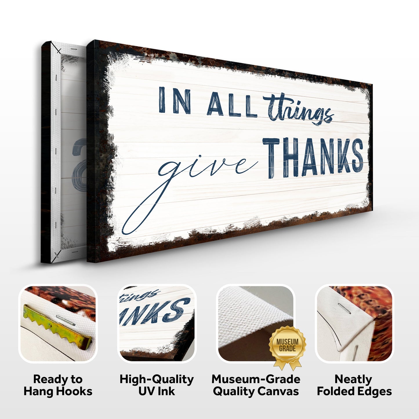 In All Things Give Thanks Faith Canvas Sign II
