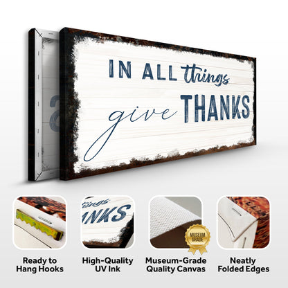 In All Things Give Thanks Faith Canvas Sign II