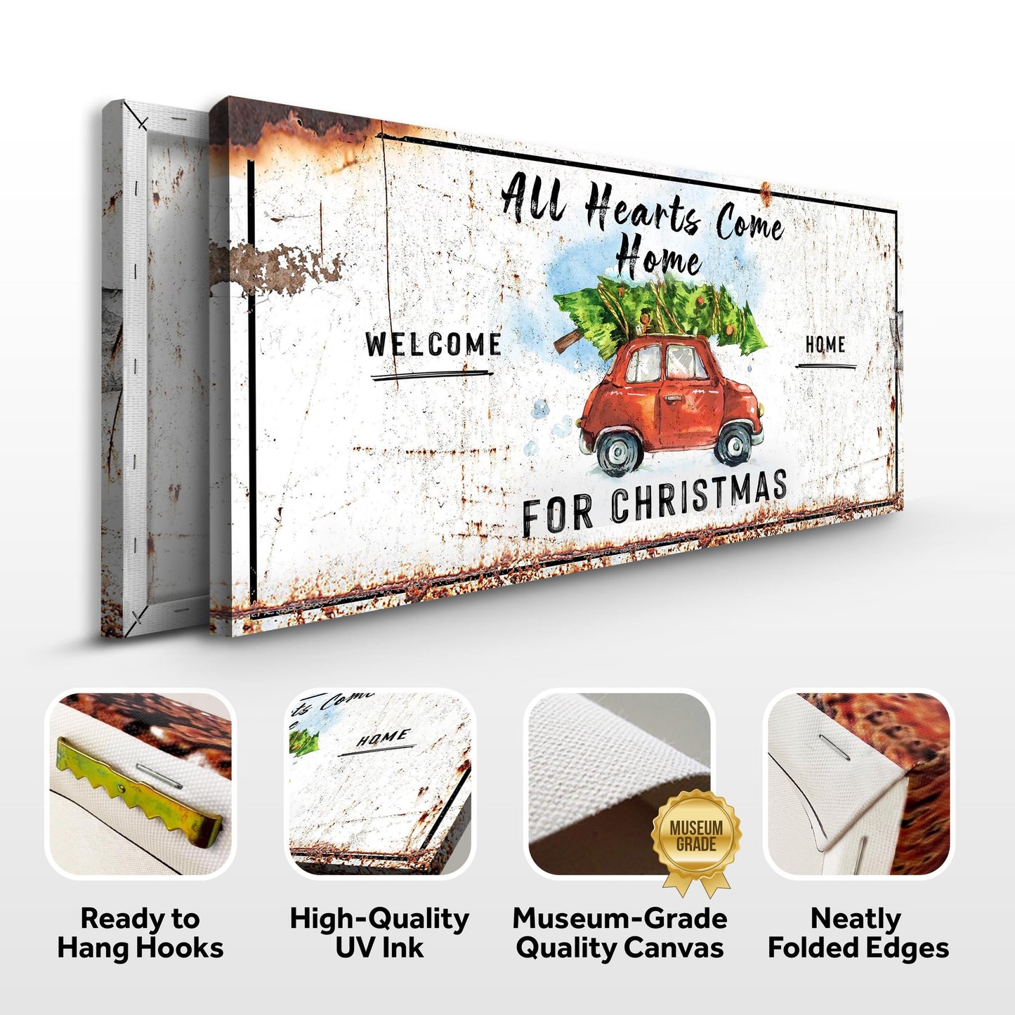All Hearts Come Home For Christmas Canvas Sign