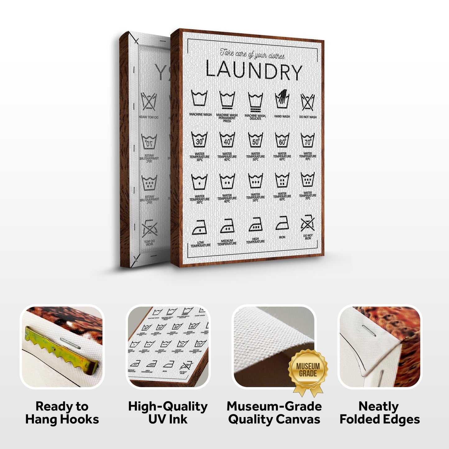 Laundry Symbols Personalized Canvas Sign II