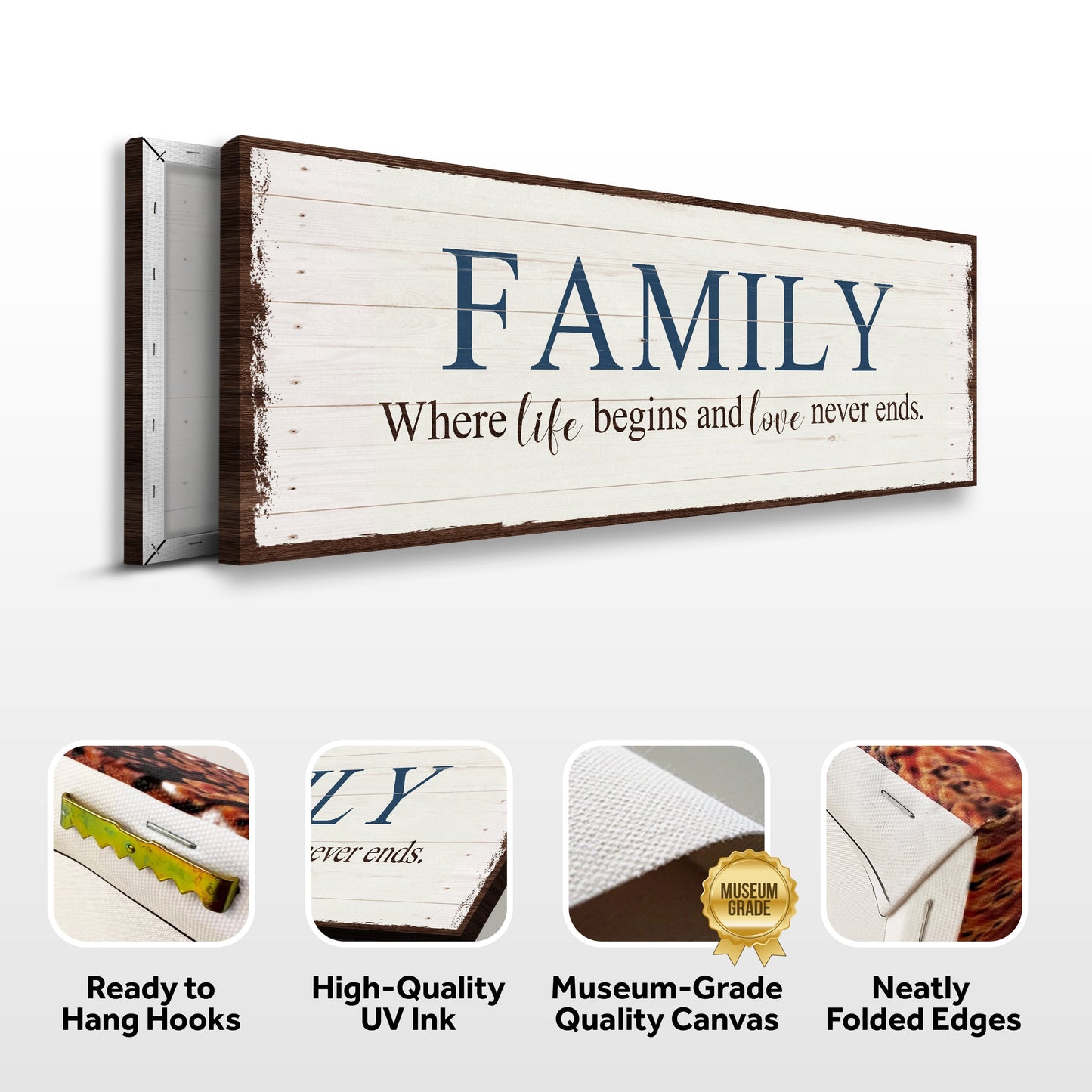 8 Powerful Words Family Canvas Sign II