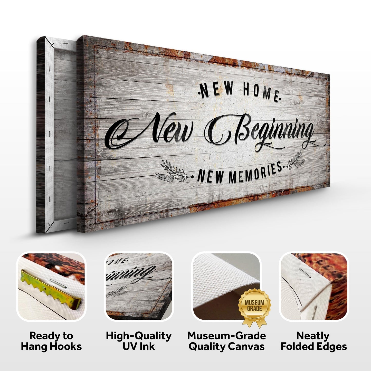 New Home New Beginning Canvas Sign