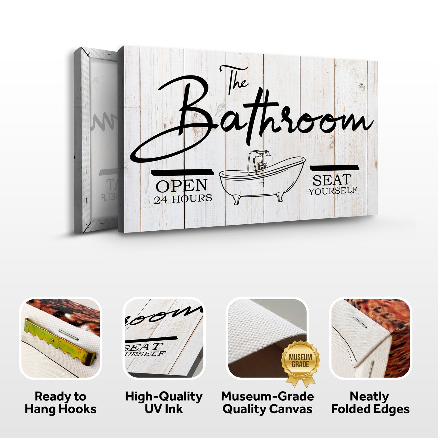 The Bathroom Personalized Canvas Sign