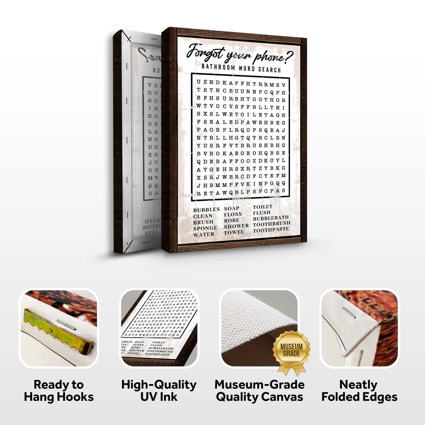 Bathroom Word Search Canvas Sign