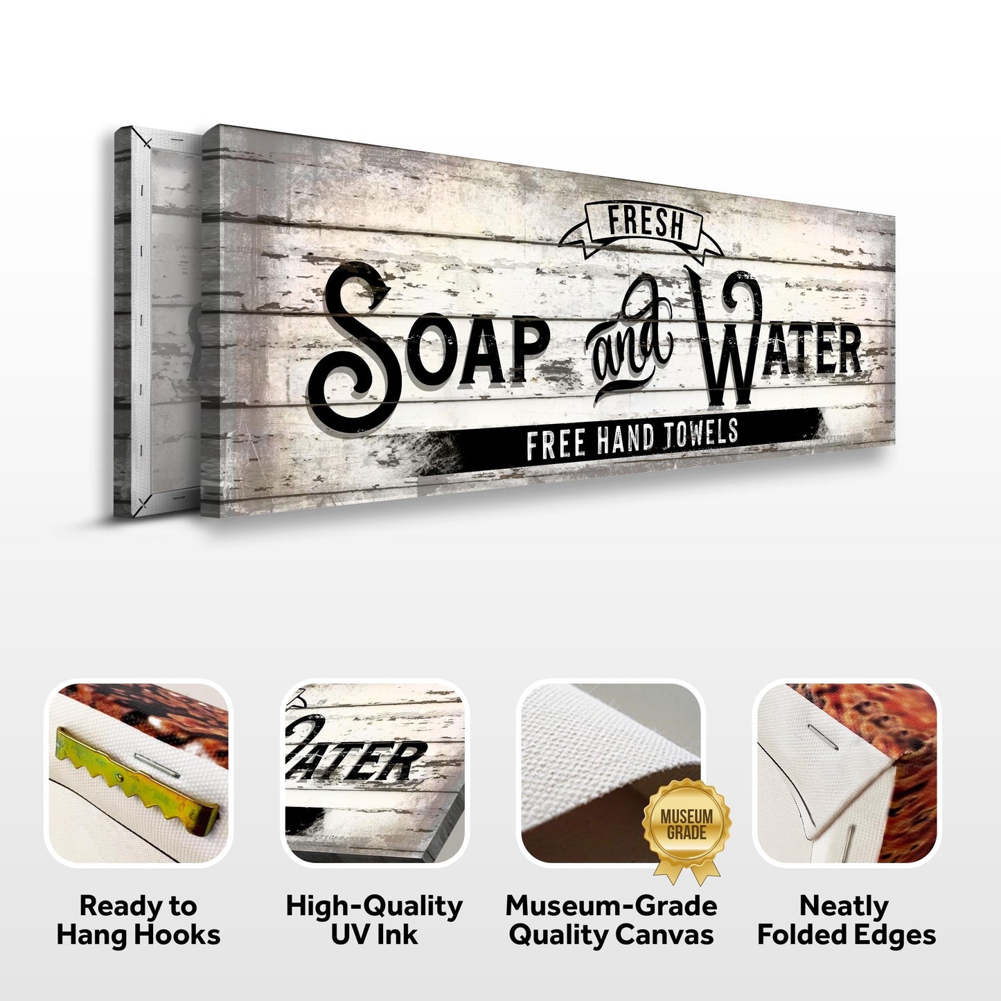 Fresh Soap And Water Family Bathroom Canvas Sign