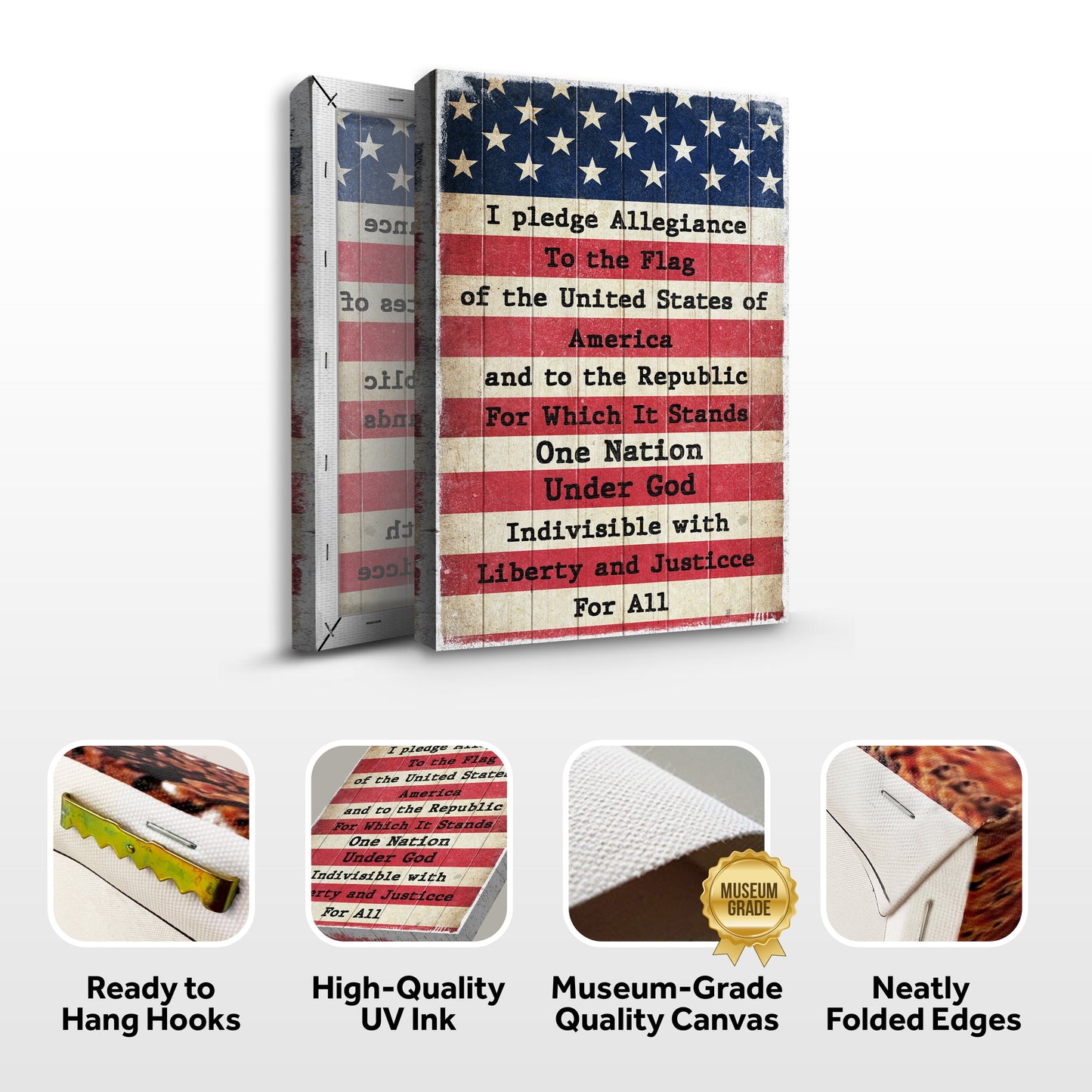 America Pledge Allegiance Patriotic Canvas Sign