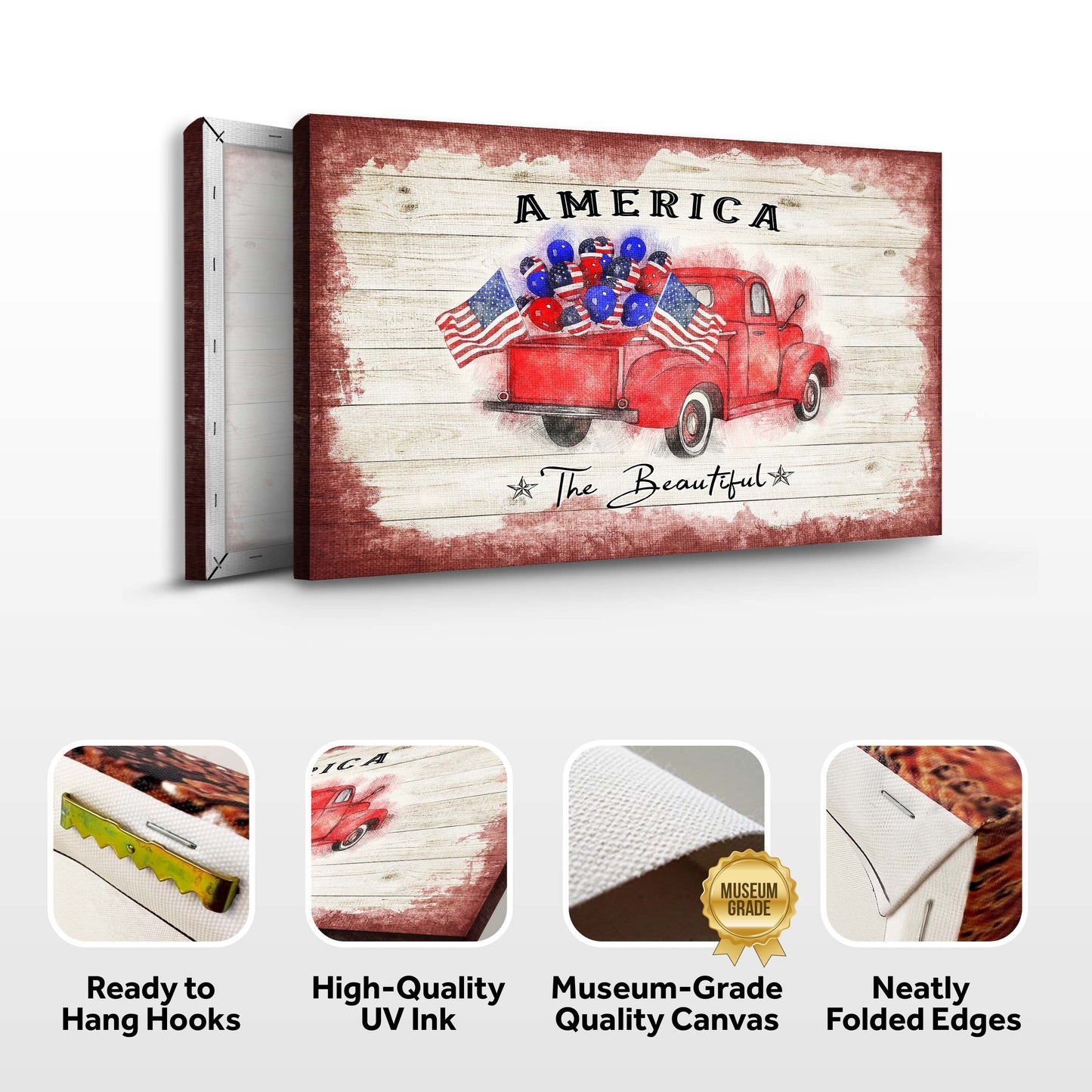 America The Beautiful Patriotic Canvas Sign II