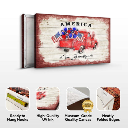 America The Beautiful Patriotic Canvas Sign II