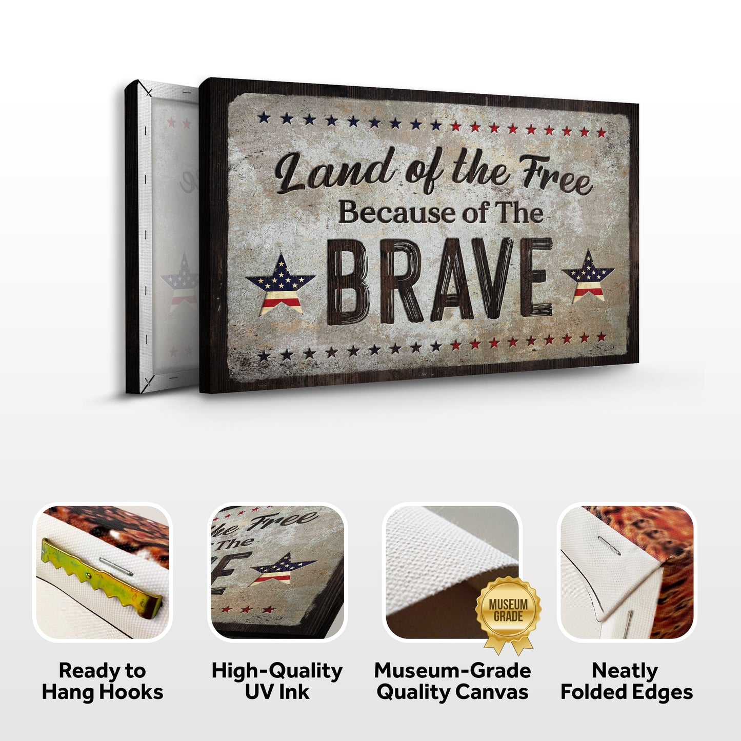 Land Of The Free Because Of The Brave Canvas Sign