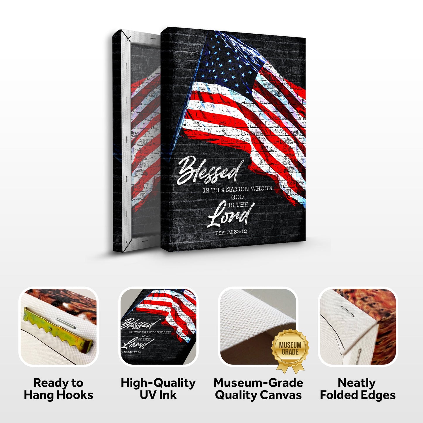 Psalm 33:12 Blessed Is The Nation Faith Canvas Sign