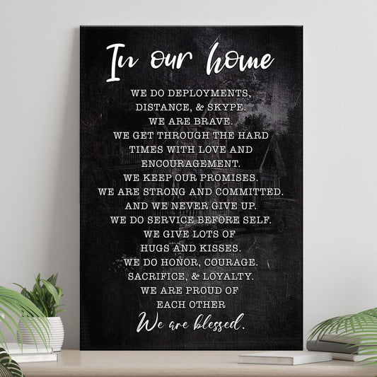 In Our Home We Are Blessed faith canvas sign