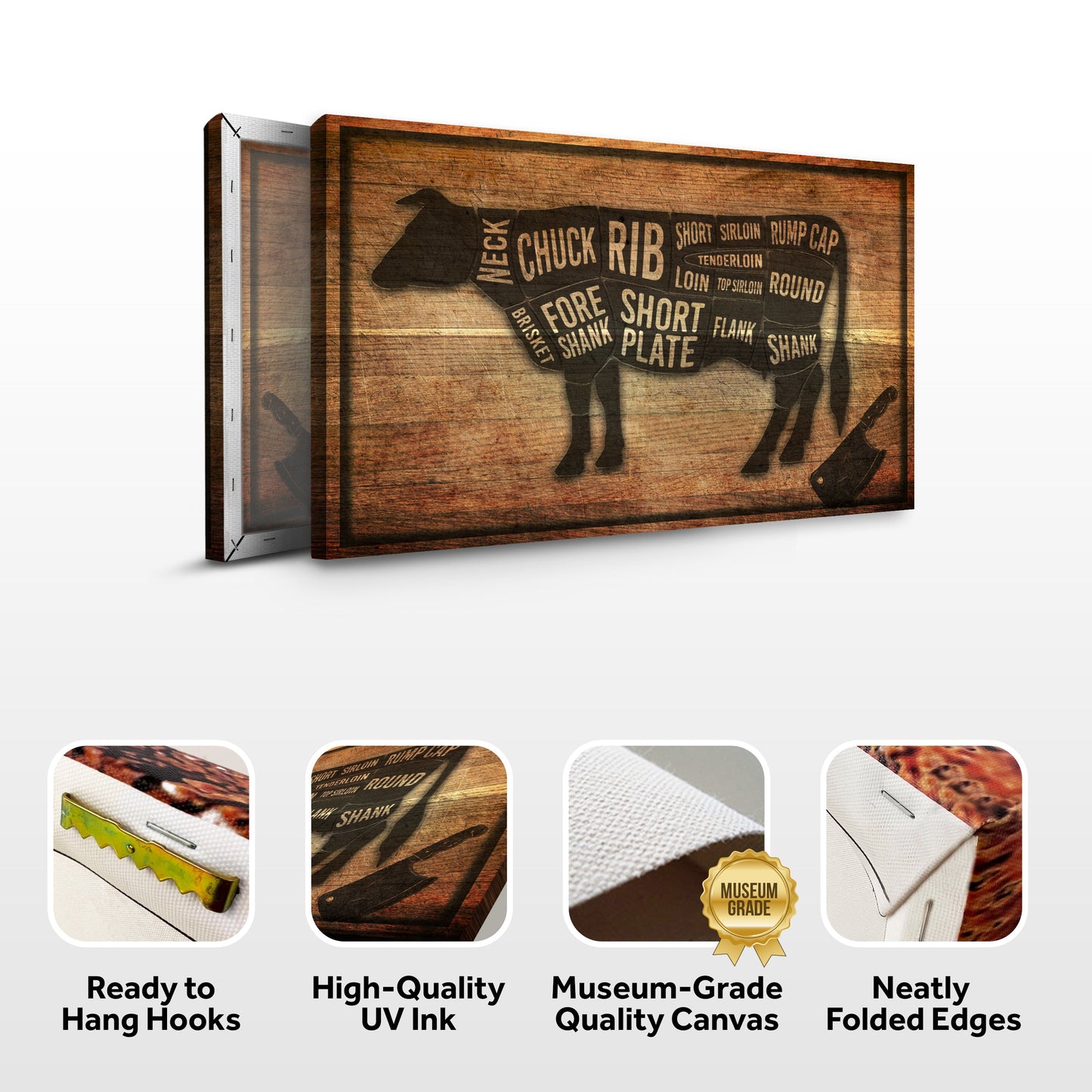 Cow Butcher Kitchen Canvas Sign II