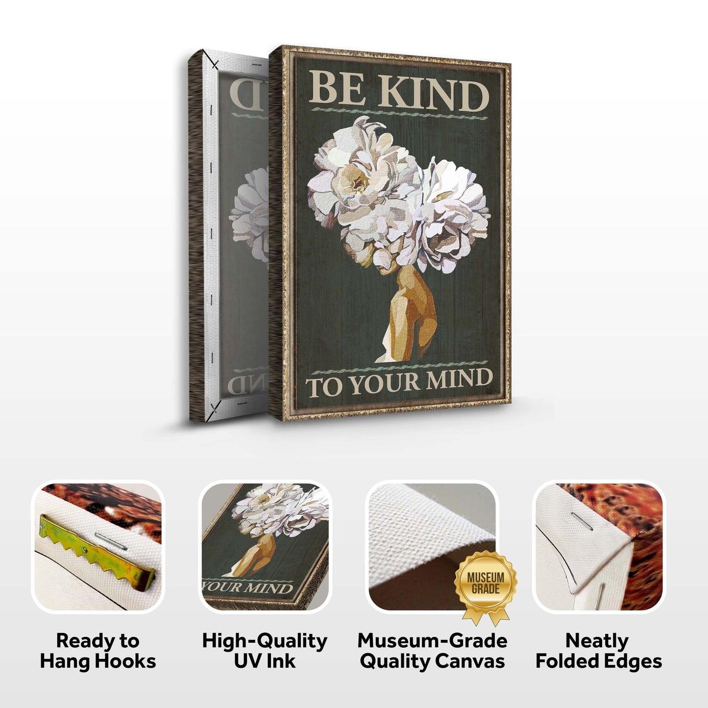 Be Kind To Your Mind Motivational Canvas Sign II