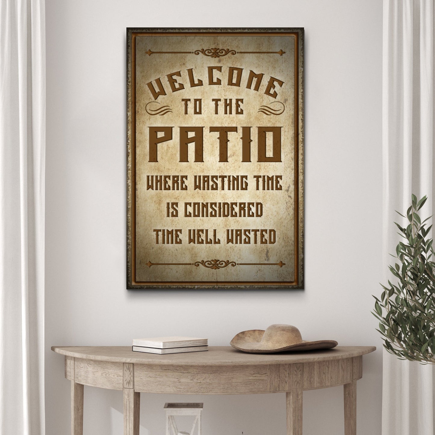 Personalized Welcome To The Patio canvas sign with family name