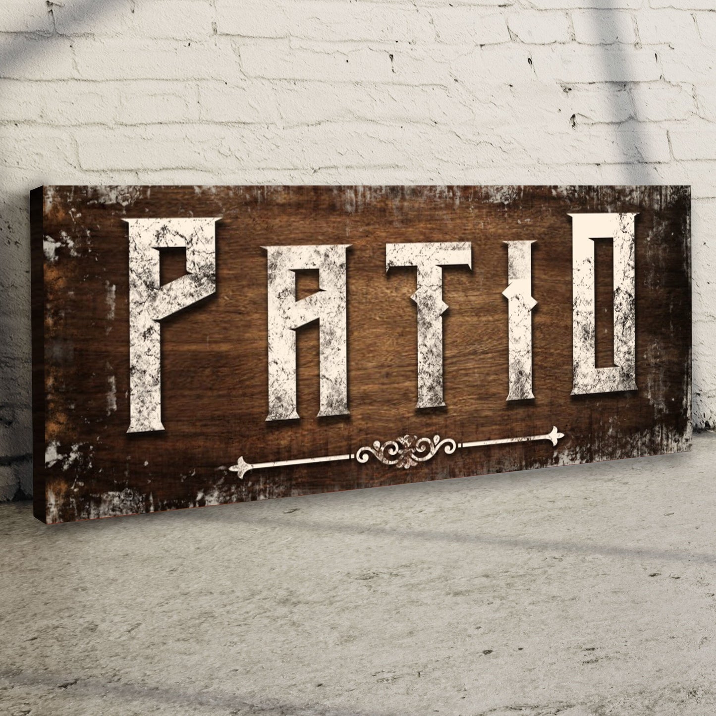 Distressed White Patio Personalized Canvas Sign