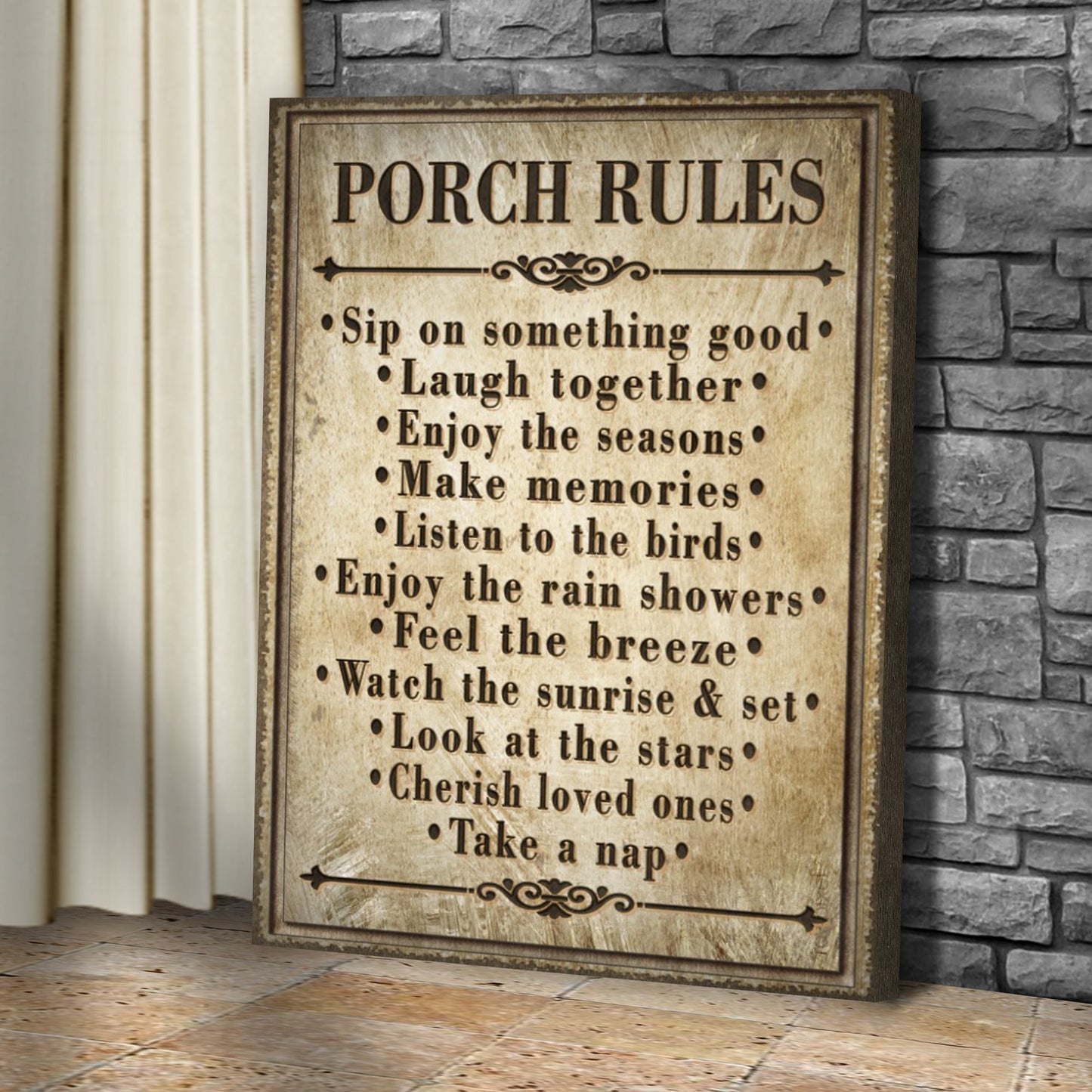 Porch Rules Personalized Canvas Sign II