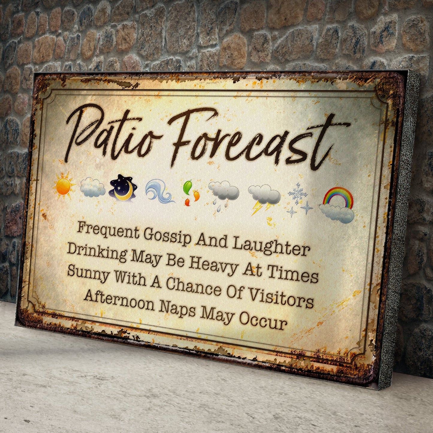 Patio Forecast Personalized Canvas Sign